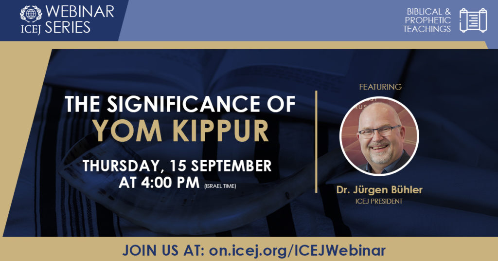 Image of Jurgen Buhler with text advertising the webinar -The Significance of Yom Kippur. 15 September