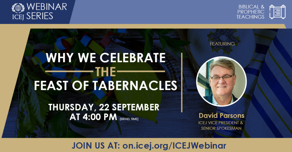 Image of David Parsons with text advertising the webinar - Why we celebrate the Feast of Tabernacles. 22 September