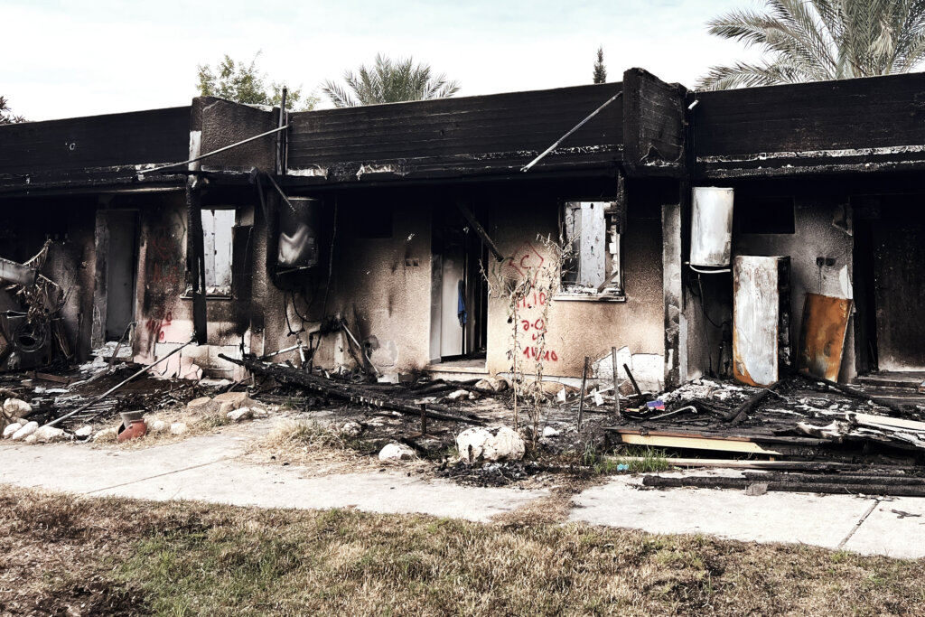 A burnt house at Kfar Aza