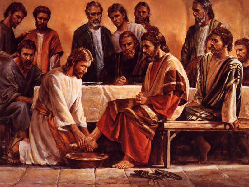 Jesus washes His disciples feet.