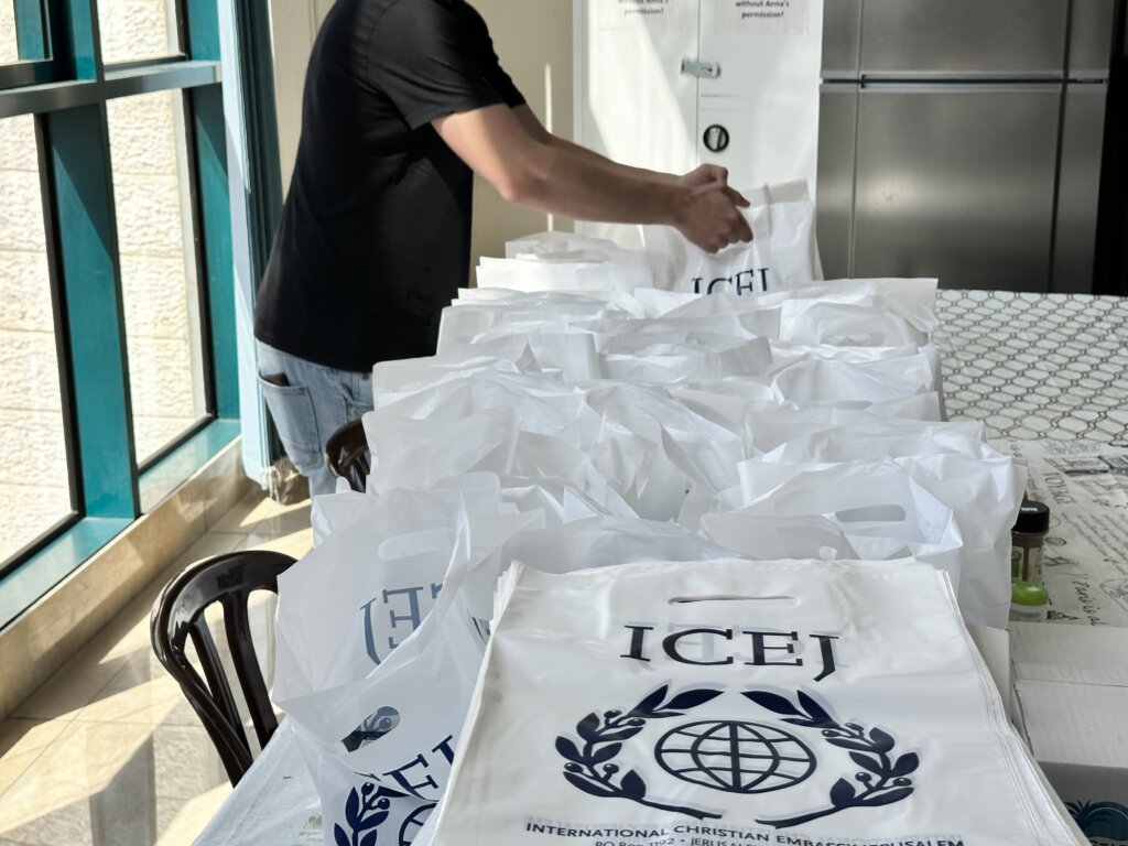 ICEJ staff packing gift packages