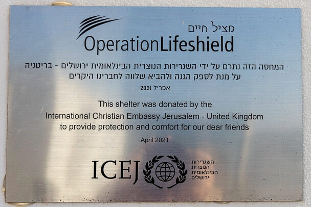 Plaque on the bomb shelter